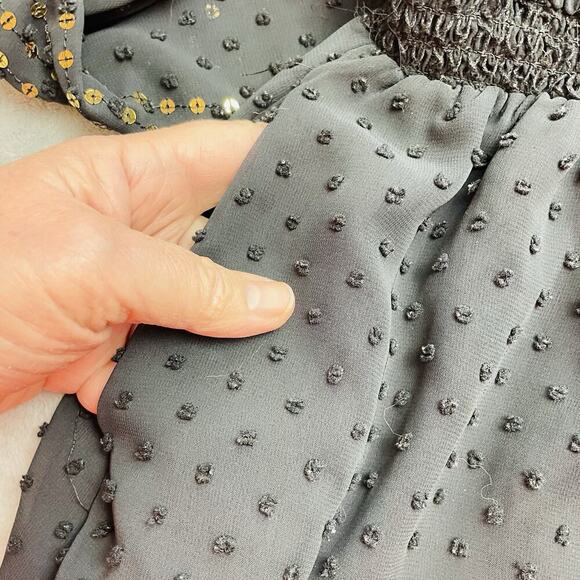 Altuzarra x Target Goth Maxi Dress Womens 4 Black Swiss Dot Sequin Detail Slit - Picture 8 of 11